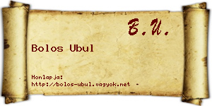 Bolos Ubul névjegykártya